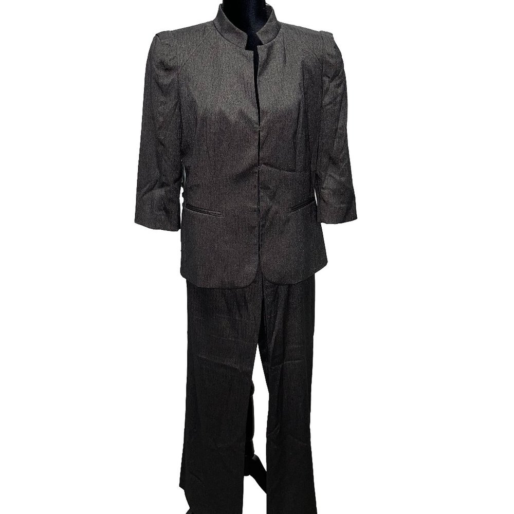 Antonio Melani Metallic Charcoal Pant Suit